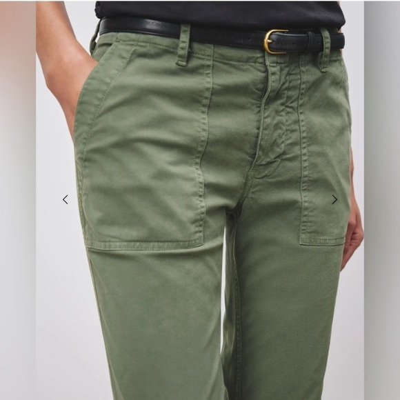 Nili Lotan Jenna Pants Twill Military Cotton Raw Hem Pockets in Camo Green - Picture 4 of 9